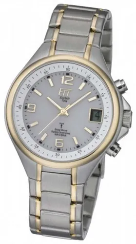ETT Eco Tech Time Funk Solar Herren Uhr - Armbanduhren für Herren mit Solar Funk Antrieb, Edelstahlgehäuse und bicoloren Design. Umweltfreundlich: Für jede Uhr wird ein Baum im Regenwald gepflanzt.