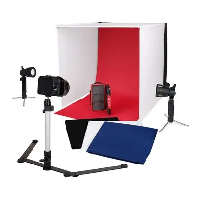 Caruba Tragbares Fotostudio 60x60x60cm mit LED-Lampen - Professionelles Fotostudio für perfekte Produktaufnahmen, inklusive separater LED-Lampen für optimale Beleuchtung.