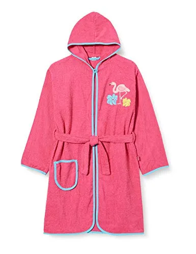 Playshoes Unisex Kinder Frottee-Bademantel Flamingo - Bademantel für Mädchen, flauschig weich und ideal zum Aufwärmen nach dem Baden. Mit großer Kapuze, Bindegürtel und praktischem Knopf im Halsbereich für sicheren Sitz.