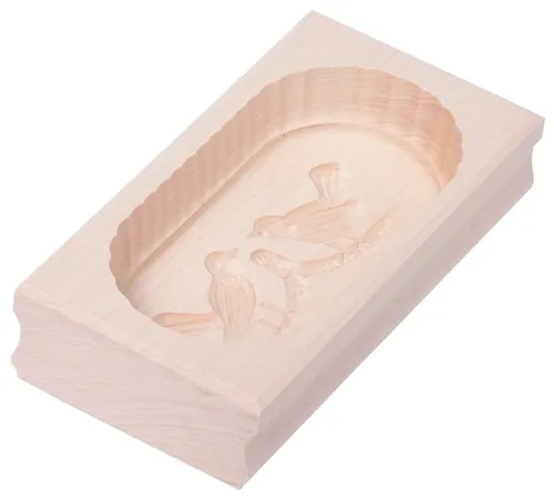 Butterform; eckig, 250 Gramm, Motiv 2 Vögel, Holz