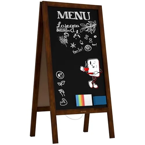 ALLboards Kundenstopper 100x60cm - Werbetafel aus Holz - Kreidetafel mit kratzfester, beidseitig beschreibbarer Fläche für Gastronomie und Geschäfte, leichter Naturholzrahmen und ideal für kreative Beschriftungen.