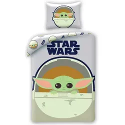 Star Wars Bettwäsche 140 x 200 cm - The Mandalorian - Bettwäsche-Set aus 100% Baumwolle, doppelseitig bedruckt mit Baby Yoda und Boba Fett. Ideal für Star Wars-Fans, sorgt für einen erholsamen Schlaf und bringt Farbe ins Schlafzimmer.