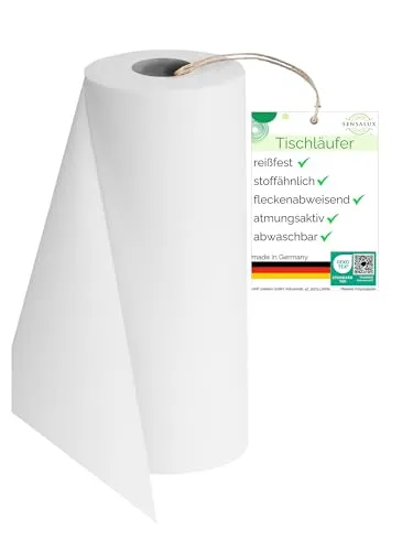 Sensalux Tischläufer, Tischband, stoffähnliches Vlies, Standard 100 by Oeko-TEX® - Klasse I Zertifiziert, 50cm x 25m, Weiß