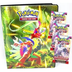 Pokemon Karten Karmesin & Purpur - Entwicklung in Paldea - 1 Mappe + 3 Booster Sammelkarten