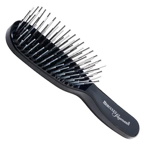 Hercules Sägemann Zauberbürste Piccolo Schwarz - Praktische Kinderbürste für unterwegs, mit sanften Nylonstiften, die das Haar schonend entwirren. Ideal für alle Haartypen, auch Extensions. Fördert die Pflege und lässt sich leicht in der Handtasche verstauen.