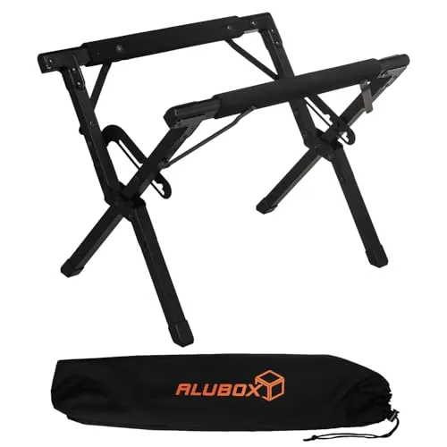 ALUBOX® Campingbox Standfuß – Höhenverstellbarer Kühlboxständer aus Aluminium - Kühlboxständer für Camping und Outdoor, tragbar und faltbar, mit verstellbarer Basis für unebene Oberflächen, ideal für Reisen und Festivals.