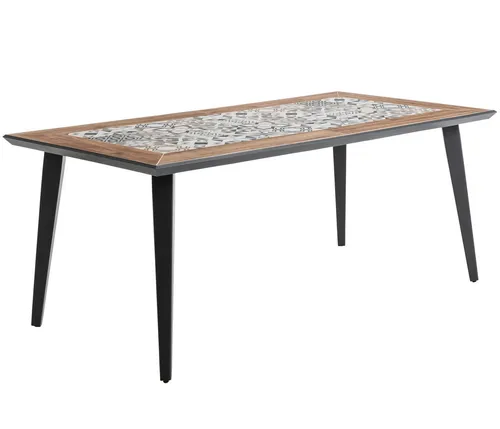 Dehner Gartentisch Lissabon – 6 Sitzplätze, Aluminium/Keramik mit Mosaik - Stilvoller Gartentisch für 6 Personen, Maße: 178,5 x 88,5 x 74 cm. Wetterbeständig und pflegeleicht, ideal für gesellige Abende im Freien.