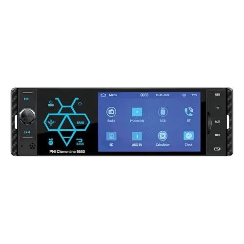 PNI Clementine 9550 Auto-MP5-Player mit 4 Zoll Display - Autoradio mit 4x50W Ausgangsleistung für kraftvollen Sound, Bluetooth für freihändiges Telefonieren und CarPlay für einfache Smartphone-Integration.
