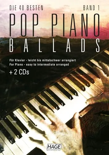 Pop Piano Ballads 1 mit 2 Playback-CDs - Noten/Sheetmusic für Klavier, leicht bis mittelschwer arrangiert, perfekt für Anfänger und Fortgeschrittene.