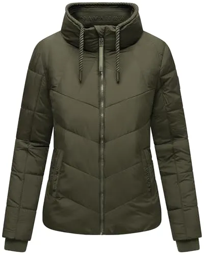 Navahoo Damen Winterjacke Liebesfee 14 Dark Olive Gr. XL - Funktionsjacken aus wind- und wasserabweisendem Material, ideal für kühle Übergangstage mit figurumschmeichelndem Schnitt und hohem Kragen für zusätzlichen Kälteschutz.