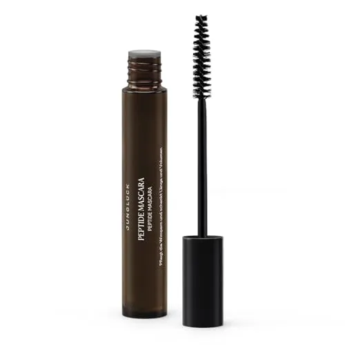 JUNGLÜCK Peptide Mascara - Vegan - Mascaras für lange, dichte & tiefschwarze Wimpern, wischfest und ideal für empfindliche Augen. Mit Peptid, Hyaluron & Rizinusöl pflegt sie sanft und sorgt für ausdrucksstarke Looks.