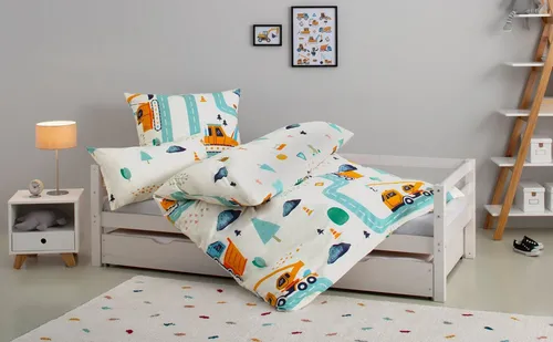 Kinderbettwäsche OTTO HOME "CUDDLEE" im Baustellen-Design, 135x200 cm - Die Kinderbettwäsche "Cuddlee" von OTTO HOME bringt mit ihrem Baustellen-Design Freude ins Kinderzimmer. Aus 100% Baumwolle, pflegeleicht und mit praktischem Reißverschluss ausgestattet, sorgt sie für ein gemütliches Schlafgefühl.