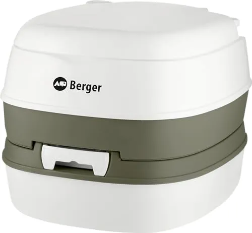 Berger Mobil WC Campingtoiletten Comfort - Campingtoilette in Weiß, komfortable Ausführung aus langlebigem Kunststoff, ideal für Camping und Outdoor-Aktivitäten.