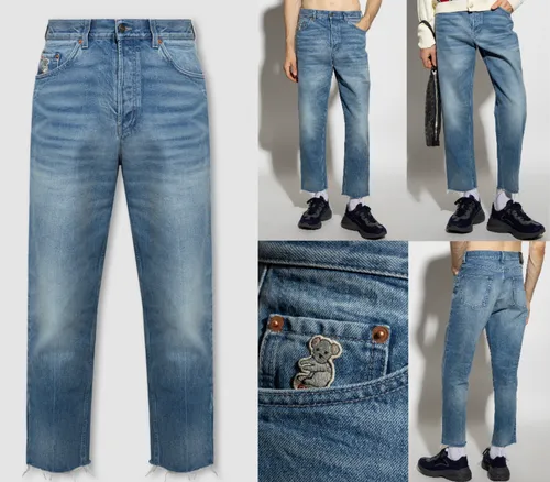 GUCCI JEANS LOGO Koala Patch Retro Hose Washed Denim 30 - Herrenjeans mit einzigartigem Koala-Patch, aus 100% Baumwolle, in normaler Passform. Ideal für jeden Anlass und zeitlos im Design. Perfekt für Frühling, Herbst, Sommer und Winter.