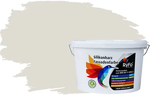 RyFo Colors Fassadenfarbe Silikonharz 1L - Wasserabweisend und UV-beständig - Hochdeckende Fassadenfarbe für Außenbereiche, ideal für Neubau und Renovierung. Mit geprüfter Qualität, schützt vor Schmutz und sorgt für eine langlebige, matte Oberfläche.