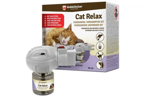 Veddelholzer Relax Cat Pheromone Diffusor Set - Beruhigungsmittel für Katzen - Sonstiger Katzenbedarf: Beruhigt gestresste Katzen in schwierigen Situationen und sorgt für Wohlbefinden. Einfach in die Steckdose stecken und genießen!