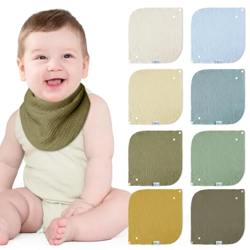lulumoon Lätzchen Baby Absorbierende Dreieckstuch: 4-lagiges Verdicken Musselin Halstuch baby - Großformatig Quadratisch Ersetzt Waschlappen Baby