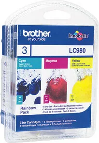 Brother LC980 Rainbow-Pack - Tintenpatronen Multipack - Druckerpatronen für Brother Drucker, ideal für langlebige Ausdrucke mit Pigmenttinte in Cyan, Magenta und Gelb. Perfekt für Dokumente, die archiviert werden sollen.