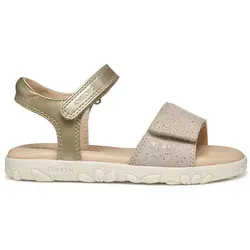 Geox J Haiti Girl Sandal, Lt Gold, 34 EU - Wanderschuhe mit optimaler Stoßdämpfung und atmungsaktivem Design, ideal für aktive Kinder. Schneller Klettverschluss und antibakterielle Innensohle aus ungiftigem Leder sorgen für Komfort und Sicherheit.