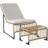 Outsunny Rattan Relaxsessel mit Fußhocker - Lounge- & Cocktailsessel für den Außenbereich: Genießen Sie höchsten Komfort mit diesem UV-beständigen Rattanstuhl-Set, das ergonomische Unterstützung und stilvolle Eleganz für Garten, Balkon oder Terrasse bietet.