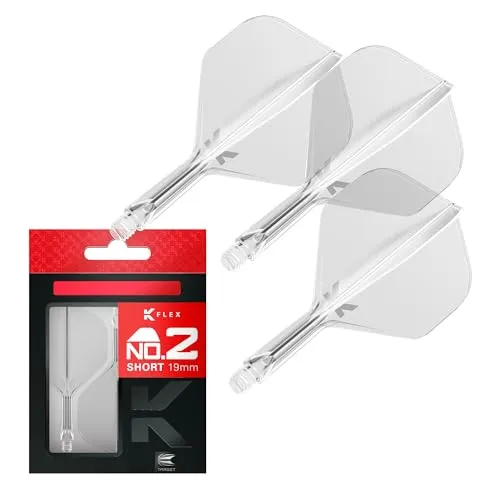 Target Darts K Flex Integrierter Dart-Flug und -Schaft, Nr. 2 Klar (Kurz) | 3er-Pack K-Flex - No 2, Präzisionsgeformte 2-in-1 Dart-Flüge und Dart-Schaft | Professionelles Dart-Zubehör