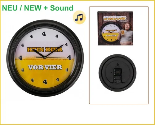 Wanduhr-Kein-Bier-vor-Vier-4-mit-Sound-Gag-Uhr-Kult-Männer-Geschenk