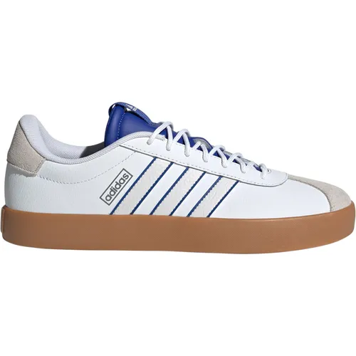 adidas VL Court 3.0 Herren Sneaker - ftwr white/crystal white/semi ludic blue, Größe 44 - Schuhe im zeitlosen Design mit hochwertigem Synthetikleder und Wildleder-Overlays, ideal für stilvolle Freizeitlooks.