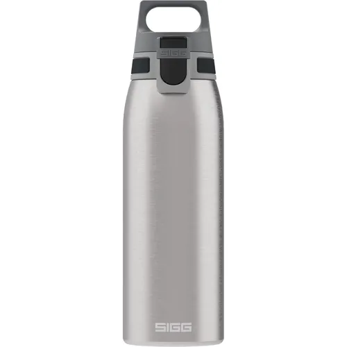 SIGG Trinkflasche Shield ONE Brushed, 1 Liter, Edelstahl, Silber - Hochwertige 1-Liter Edelstahl-Trinkflasche mit einhandbedienbarem Klappverschluss. 100% auslaufsicher und ideal für Sport und unterwegs. Robustes Design für kohlensäurehaltige Getränke.