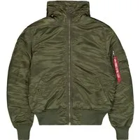 ALPHA INDUSTRIES MA-1 Hooded Bomberjacke Herren - Funktionsjacke aus strapazierfähigem Flight-Nylon mit Kapuze, ideal für einen stylischen Lifestyle. Leicht gefüttert und mit praktischen Seitentaschen ausgestattet.