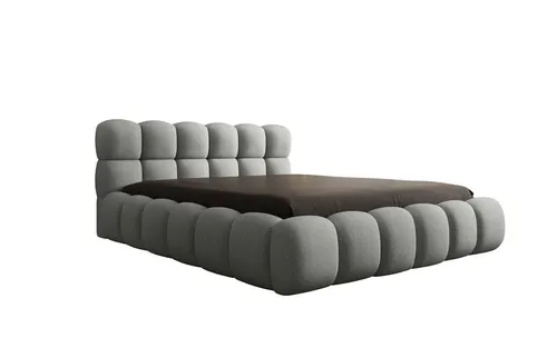 Luxusbetten24 Polsterbett Designer Polsterbett Boston Bouclé, mit Stauraum + kostenloser Aufbau grau 140 cm x 200 cm x 86 cm