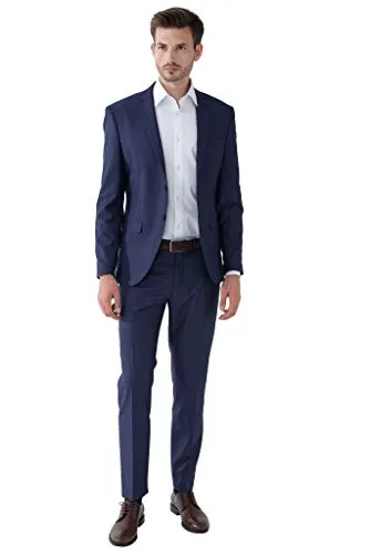 SteffenKlein Slim Fit Anzug (2-tlg) in Marine Blau - Eleganter 2-teiliger Slim Fit Anzug für Herren, ideal für Businessmeetings und festliche Anlässe. Hochwertige Verarbeitung und perfekter Sitz für höchsten Tragekomfort.