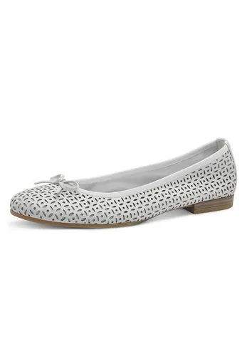 Tamaris Ballerina mit Zierschleife, Businessschuh in Weiß 37 EU - Eleganter Halbschuh für Business, mit hübscher Zierschleife und gepolsterter Innensohle für hohen Tragekomfort. Ideal für stilvolle Auftritte im Büro.