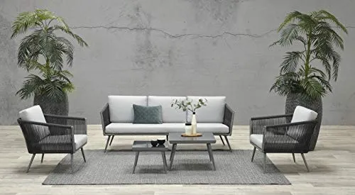 Garden Impressions CANBERRA Rope Alu Lounge Set - Gartenmöbel Set mit modernem Rope-Geflecht, wetterfestem Aluminium und komfortablen Kissen – ideal für stilvolle Entspannung im Garten.