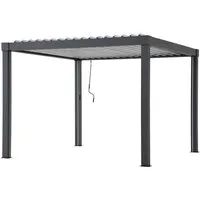 Sunjoy Aluminium Pergola mit LED - 3x3 m, anthrazit - Modulare 3x3 m Pergola mit verstellbaren Lamellen für optimalen Sonnenschutz und Wetterbeständigkeit. Inklusive LED-Beleuchtung für gemütliche Abende im Freien.