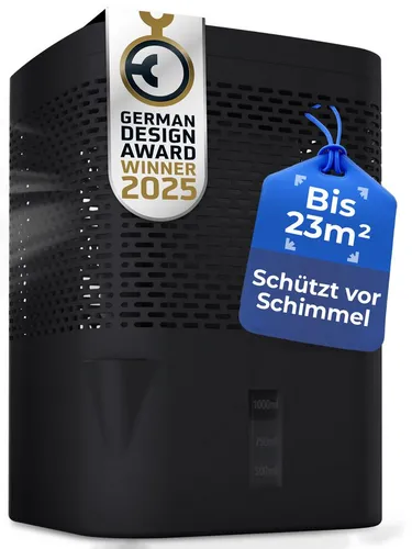 BonAura® AirOne Luftentfeuchter - Effektiver Raumentfeuchter für bis zu 23m², energieeffizient ohne Strom mit 360° Belüftung und integriertem Ausgießer für müheloses Entleeren.