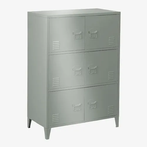 SKLUM 6-türiger Spindschrank aus Stahl Pohpli - Stilvoller und funktionaler Spindschrank aus robustem Stahl, Höhe: 113 cm, Breite: 80 cm. Ideal für die Organisation Ihres Raumes und perfekt für Büros oder Zuhause.