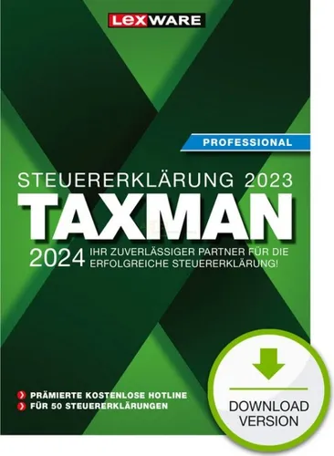 TAXMAN professional 2024 (Steuerjahr 2023) - 1-Platz-Lizenz, (ESD) Download, Windows