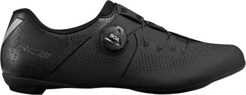 Shimano RC302W Rennradschuh schwarz (L01) 39 - Rennradschuh mit atmungsaktivem Kunstleder und BOA-Einstellsystem für optimalen Komfort und Effizienz beim Fahren. Ideal für Mountainbiken und Rennradfahren.