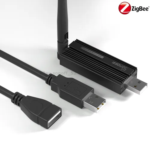 Sonoff USB ZigBee 3.0 Stick CC2652P mit 1,5m Verlängerungskabel - Zuverlässiger USB ZigBee 3.0 Stick, ideal für Smart Home Anwendungen. Inklusive 1,5m Verlängerungskabel für flexible Nutzung. Perfekt für Ihr Netzwerk!