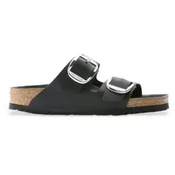 Birkenstock Pantolette Arizona Big Buckle, Schwarz, 42 - Pantoletten aus weichem Nubukleder mit großen Schnallen für einen modernen Look und hohen Tragekomfort, ideal für stilbewusste Damen.
