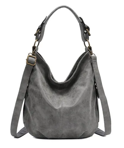 ITALYSHOP24 Schultertasche DAMEN SHOPPER Hobo Bag - Schultertaschen im eleganten Design aus Kunstleder, mit viel Stauraum und verstellbarem Umhängegurt, perfekt für Freizeit und Abendveranstaltungen.