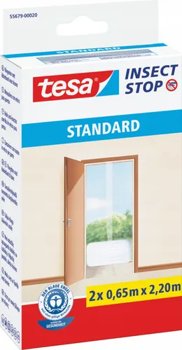 TESA STANDARD 55679-00020-03 Tür-Fliegengitter 1200mm x 2200mm - Fliegengitter für Türen, schützt zuverlässig vor Insekten und ist einfach ohne Bohren anzubringen – ideal für Allergiker und empfindliche Menschen.
