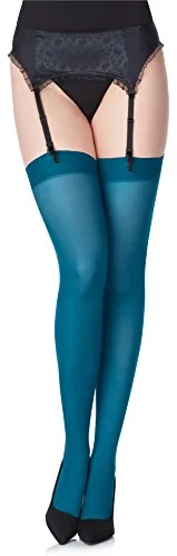 Merry Style Damen Mikrofaser Strapsstrümpfe MS 799 40 DEN (Dunkeltürkis, XL-XXL (46-50))