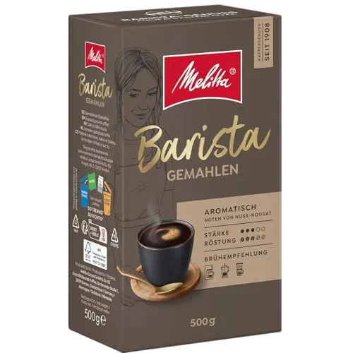 Melitta Barista Filter-Kaffee 500g – Aromatischer Genuss für Filterkaffeemaschinen - Genießen Sie mittlere Röstung mit ausgewählten Bohnen für ein nussiges Aroma. Ideal für Filterkaffeemaschinen und French Press. Die innovative Verpackung sorgt für langanhaltende Frische.