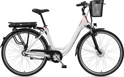 Telefunken E-Bike Cityrad Multitalent RC657 - 7 Gang Shimano Nexus, Frontmotor, 468 Wh Akku, Pedelec für Damen und Herren in Weiß, ideal für Stadtfahrten und lange Strecken
