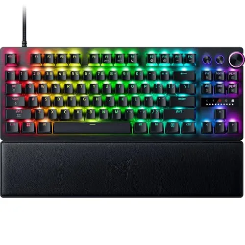 Razer Huntsman V3 Pro Tenkeyless 8KHz - TKL PC-Gaming Tastatur - 8KHz HyperPolling - Analoge optische Switches - Auslösebereich 0,1-4,0mm - Snap Tap - Rapid Trigger - QWERTY US Layout | Schwarz