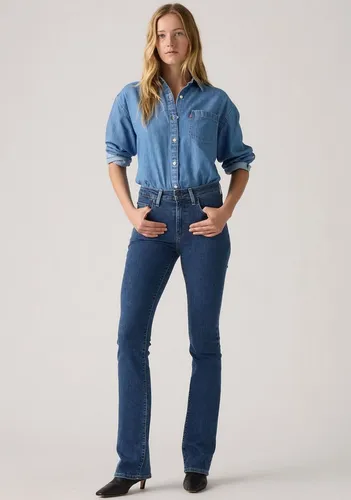 Levi's 725 High Rise Bootcut Triangle Explorati - Stylische Bootcut-Jeans mit hoher Taille, die für eine schmale Passform an Hüfte und Oberschenkeln sorgt. Fünf-Taschen-Design für praktischen Nutzen und modischen Look.