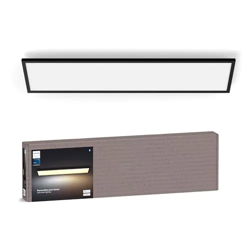 Philips Hue Aurelle Panel Rectangular Black - Lampen mit variabler Weißtönung, elegantes Design für optimale Beleuchtung und Atmosphäre, steuerbar über die Hue App für individuelle Lichtgestaltung.