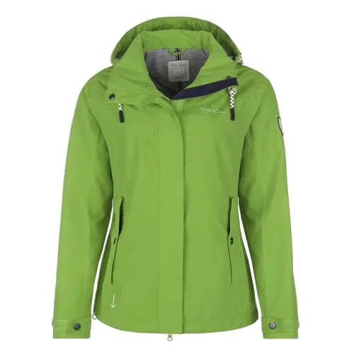 Dry Fashion Damen Funktionsjacke Norderney - Wasserdichte Outdoor-Jacke in Grün Größe 38 - Funktionsjacken mit optimalem Schutz bei jedem Wetter - atmungsaktiv, winddicht und wasserdicht. Modisches Design mit tailliertem Schnitt und gestreiftem Innenfutter für höchsten Tragekomfort.