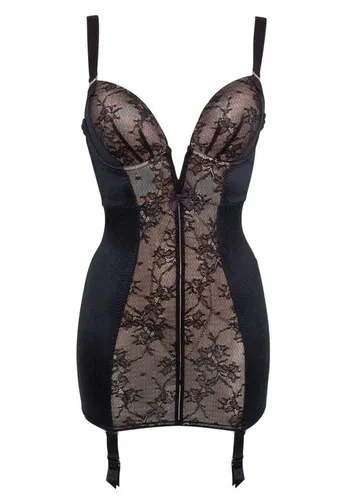 Gossard Corsage VIP Retrolution Staylo Push-Up Miederkleid Black - Elegantes Shapekleid in Schwarz mit Push-Up-Effekt und herausnehmbaren Polstern für ein perfektes Dekolleté. Ideal für jeden Anlass und begeistert mit optimalem Halt und einem Hauch von Spitze.